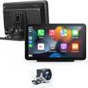 Wireless Carplay Screen for Car 7" Portable Apple Carplay & Android Auto Car Stereo with Backup Camera, GPS Navigation/Mirror Link/Voice Control Siri/Bluetooth FM, AUX for All Vehicles