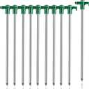Tent Stakes, 10PCS Heavy Duty Tent Stakes Pegs, Outdoor Camping Windproof Professional Ground Stakes, Metal Tent Pegs for All Kinds of Ground, Specially Designed for Tent Canopies (Green)