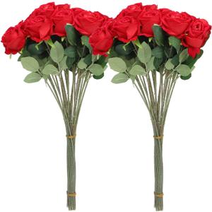 50PCS Artificial Roses Table Decorations, Home Decor for Proposal Wedding Valentine's Day Christmas Halloween Memorial Day Parties, Red, 50.5cm Long Stem Fake Roses (Red)