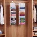 Over The Door Hoodie Organizer, Double Sided Holds 16 Hoodies, White Hanging Storage with 2 Hooks and Rope for Door Closet Cabinet Use, Ideal for Dorm Rooms Bedroom, Small Spaces, 34.6 Inch
