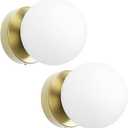 Aoceley Globe Wall Sconces Set of Two Aged Brass Sconces Mid Century Wall Light Globe Glass Brass Vintage Wall Light for Bathroom Bedroom Hallway Living Room(G9 Base)