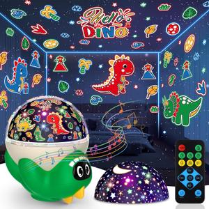 Dinosaur Night Light Projector for Kid Room | Dinosaur Toys for Kids 3-5 | Baby Light Projector with Music Timer and Remote Control Birthday Gifts for Boys