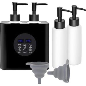 Massage Oil Warmer, Professional Lotion Warmer, Cream Warmer, Oil Bottle Warmer, Automatic Thermostat, For Salon, Barber Shop, Home, With Four Oil Bottle Dispensers, 002-Black