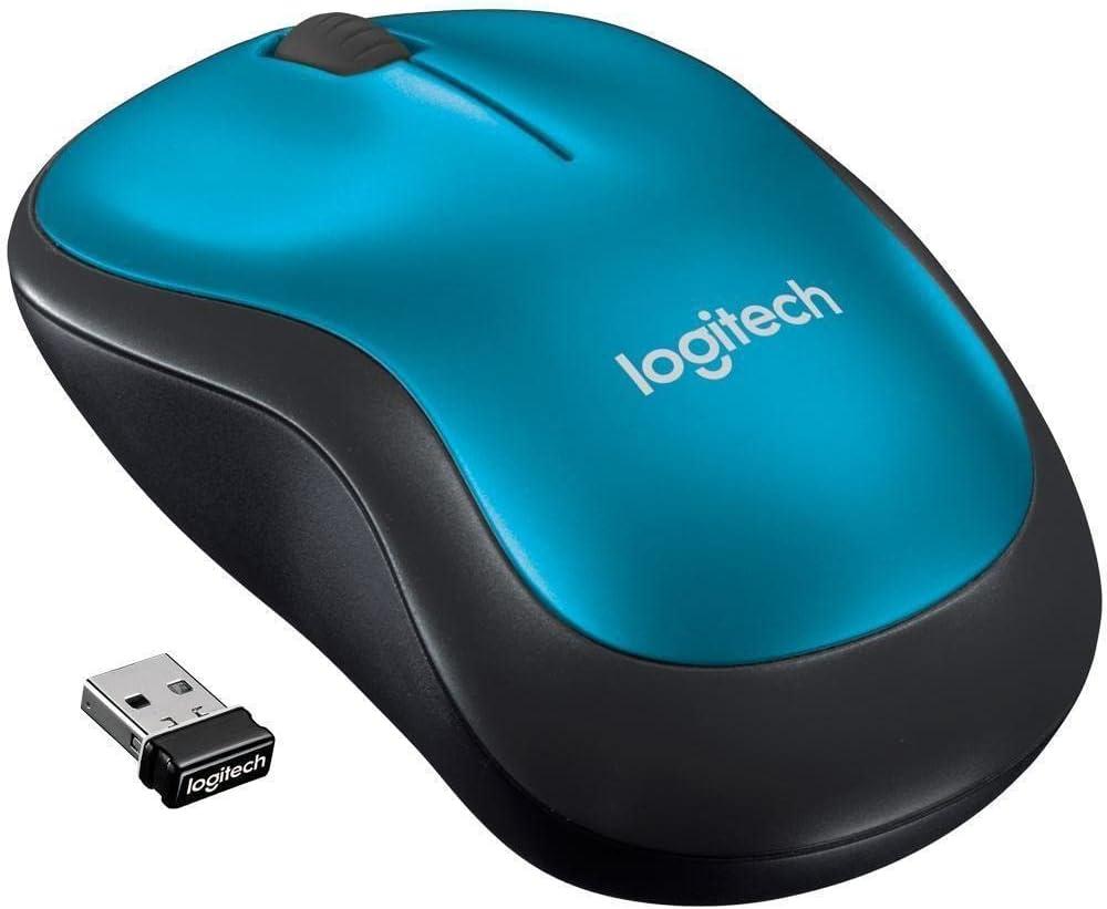 Logitech M185 Wireless Mouse, 2.4GHz with USB Mini Receiver, 12-Month Battery Life, 1000 DPI Optical Tracking, Ambidextrous, Compatible with PC, Mac, Laptop - Blue