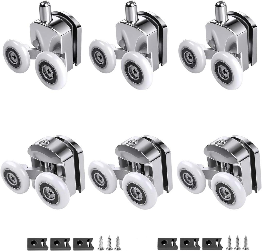 23mm Shower Door Roller 6Pcs Shower Door Rollers Replacement with Anti Collision Block and Screws for 4-6mm Glass Door