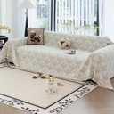 JPGGD Leaf Couch Blanket Cover,Chenille Sofa Covers Washable for Dogs,Couch Covers for Sofa, Soft Slipcovers for Couches and Sofas Pet Friendly or 2-3 Cushion Couch1pc, Beige White, 71"134"