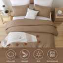 ROSGONIA Oversized King Comforter 128x120, 3pcs Super King Plus Comforter (1 Dark Khaki Comforter & 2 Pillowcases) Lightweight Oversized King Bedding Set Quilt