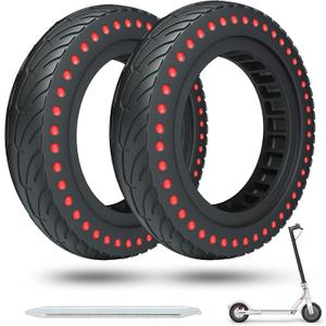 Solid Tire for Xiaomi m365 Electric Scooter Mijia Mi m365 pro/gotrax gxl V2/gotrax XR, 8.5 inches Electric Scooter Wheels 8 1/2'' Front or Rear Replacement Honeycomb Solid Tires (Red dot 2 Pieces)