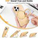 ankofave Magnetic for iPhone 15 Pro Max Phone Case with 360 Spin Stand, Matte Luxury Metallic Luster, 3.0 mm Thick Protection Hard PC Scratch-Resistant Case for iPhone 15 Pro Max 6.7", Champagne Gold