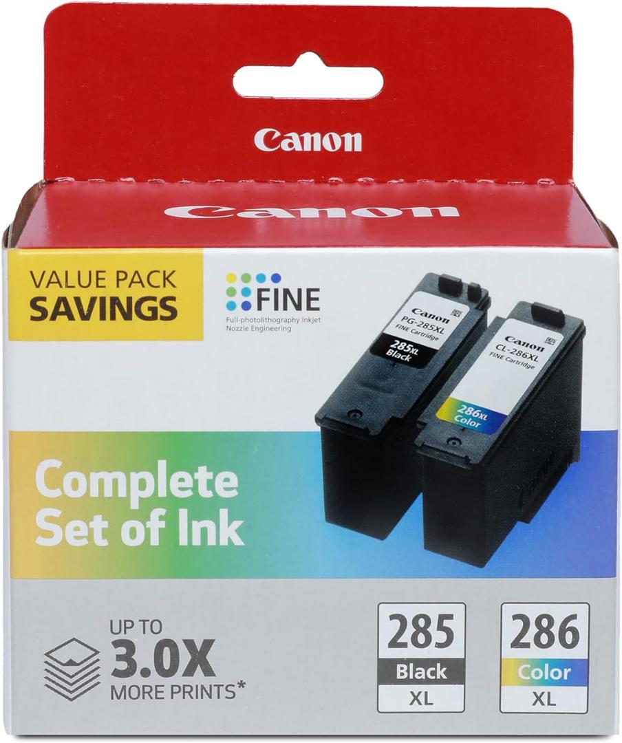 Canon PG-285 XL / CL-286 XL Genuine Ink Value Pack (2 Cartridges), Compatible with TR7820, TS7720/7722
