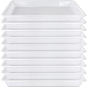 10 Pack Plastic Art Trays,Activity Crafts Tray,Organizer Tray,Serving Tray for Home,School,Kids,DIY Projects,Painting,Beads (White)