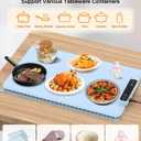 Premium Electric Warming Tray for Food - 5 Temp & 4H Timer, Anti-Scald Silicone Portable Food warmer Mat, Safety Lock, Roll-Up Design - Food Warming Mats for Countertop & Buffet Party Gathering (Baby Blue)