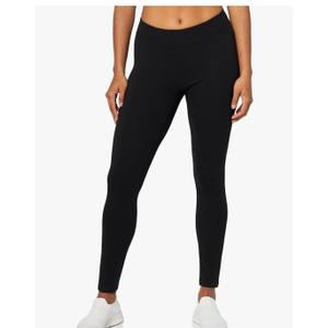 West loop L'eggs Casual Women's Cotton Leggings for All Day Wear, Premium Blend, Stretchy Comfort Waistband, Black, L/XL