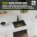 Black Kitchen Sink, 23x18x5.5 Inch Low Height Design Single Bowl Stainless Steel Undermount Kitchen Sink Come With Accessories Ensure Individuals With Limited Mobility Easily Accessing And Using