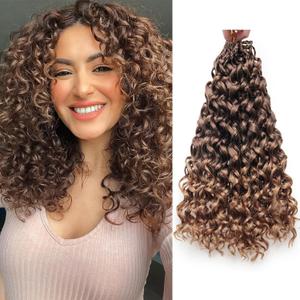 Pre Looped Gogo Curl Crochet Hair for Black Women 14 Inch 8 Packs, Curly Crochet Hair, Deep Wave Braiding Hair, Water Wave Synthetic Crochet Braids Hair Extensions (33/27)
