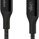 Belkin USB C to USB C Cable, 3.3ft, 240W - Type C Charger, iPhone Charger Cord, Fast Charging for iPhone 16, Galaxy S25, Pixel 9, MacBook, Chromebook, iPad Pro, Switch Steam Deck - Black