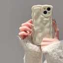 FABSPARK Case for iPhone 14,Cute 3D Solid Color Meteorite Bubble Water Ripple Curly Wavy Frame Case,Soft TPU Shockproof for iPhone 14 6.1 Inch,Cream White