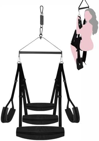 GAOLUWAN Sex Swing Ceiling Adult BDSM Bondage 360 Spinning Indoor Swing Sex Toys Furniture for Bedroom for Adults Couples with Steel Triangle Frame Heavy Duty Holds Up to 800LBS Adjustable Sweatshirt