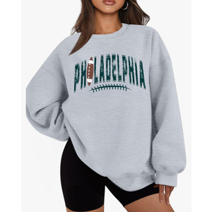 SFHFY Football Sweatshirt Women: Oversized Game Day Lightweight Shirt Football Team Fan Pullover Rugby Top, Size L