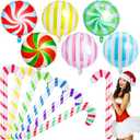Leyndo 12 Pcs Inflatable Candy Canes for Christmas 35 inch Jumbo Santa Candy Canes 18 inch Lollipop Balloon Christmas Tree Hanging Ornament for Party Decoration Outdoor(Muticolor)