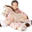 MaoGoLan Large Horse Stuffed Animal for Boy, Big Horse Plush Toy for Girl, Ridable Stuffy Pony for Kid, Stuffed Pony Plush Pillow for Baby Shower, Birthday Gifts or Party Favor, 33 inches, Brown