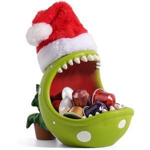 Santa Hat Plant Candy Bowl Large Christmas Decor with Festive Red Hat Key Holder Candy Dish for Holiday Gifting (Santa Hat, Midium) (Medium)