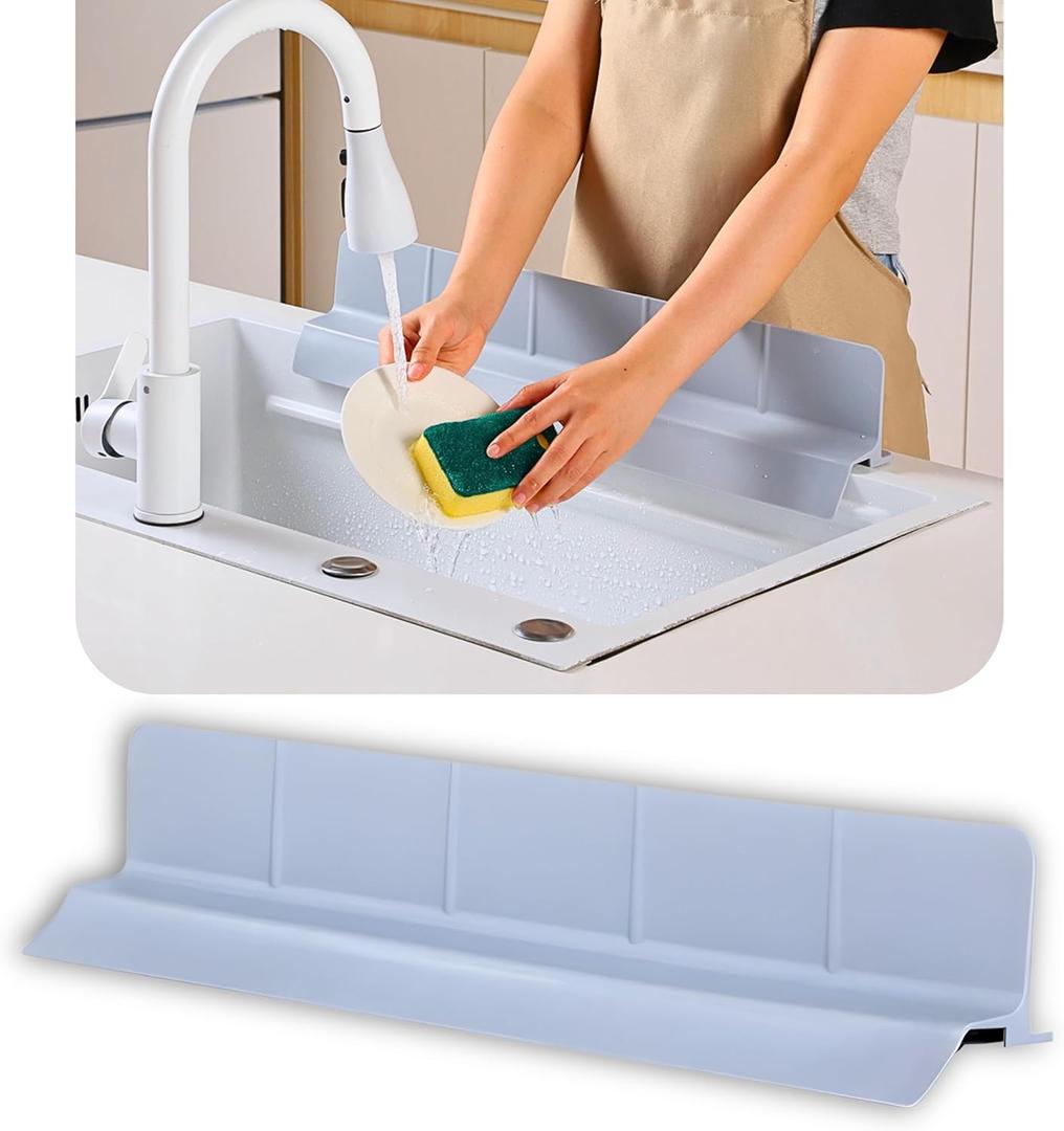 Extra Wide Silicone Sink Splash Guard 23 Bright Gray- Large