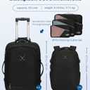 Hynes Eagle 2 in 1 Travel Backpack 22 inches Carry on Luggage 63L Rolling Backpack for Men Women with Packing Cubes 3PCS Set, Black