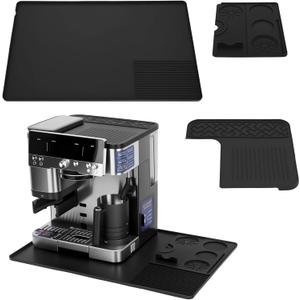 3-in-1 Silicone Coffee Mat for Ninja Luxe Cafe Espresso Machine ES601  Top Mat + Coffee Maker Bar Mat + Espresso Tamping Mat - Food Grade Silicone Espresso Mat for Ninja luxe Cafe Accessories (Black)