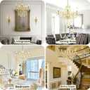 PAPAYA Plug-in 5 Light Gold Crystal Hanging Pendant Lights Acrylic Chandelier with Cord & On/Off Switch H19 D19.7 for Kitchen Island Girls' Room Dining Area Laundry Pavilion