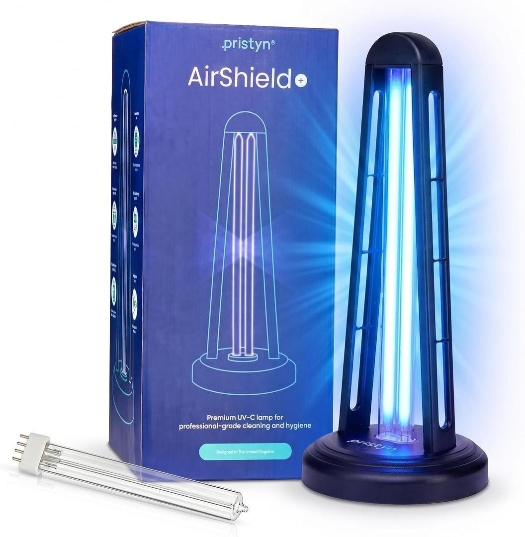 AirShield+ UV Light Sanitizer for Whole Room, UVC Lamp with Remote Control, 3 Timer Settings & Auto Safety Shutoff, Spare Bulb Included, Portable Ultraviolet Light for Home & Office