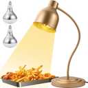 Food Heat Lamp, Heat Lamp with Flexible Arm, 250W Bulbs x 2-5000 Hours Rated, Commercial Food Warmers for Buffet, Parties, Fast Food, (Brass) (Single-Head)