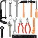 14 Pcs Kids Toy Tool Set Construction Party Supplies Plastic Pretend Play Accessory for Boys with Screwdrivers Pliers Axes Saws(Type A)