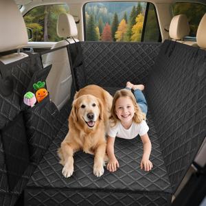 Dog Car Seat Cover for Back SeatWaterproof Back Seat Extender for Dogs - Hard Bottom Car Seat Cover for Dogs with Door Protectors - Dog Car Seat for Traveling and Camping with Pets