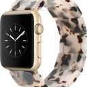 Heesch Resin Fashion Watch Band Compatible with Apple Watch Series Ultra//10/9/8/7/SE/6/5/4, Tortoise Elastic Watch Band Bracelet Jewelry Wristband Women Girl for iWatch, 38/40/41/42mm, 42/44/45/46/49
