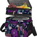 MIYCOO Lunch Bag & Lunch Box for Women Men Double Deck - Leakproof Insulated Soft Large Adult Lunch Cooler Bag for Work, Beach, Picnic, Camping, Travel (Purple Flower,15L)