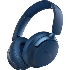 RORSOU B8 Bluetooth Headphones Over Ear, 6 EQ Music Modes and 50H Playtime Deep Bass Wireless Headphones with Mic, Lightweight Folding HiFi Stereo Headset for iPad/Travel/Tablet/PC/Home Blue