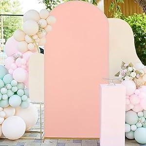 FUHSY Wedding Arch Backdrop Cover 5FT Round Top Wedding Arch Cover Party Arch Covers Stretchy Backdrop Fabric for Balloon Stand Chiara Backdrop Arch Fabric Cover for Birthday Reception Dusty Rose