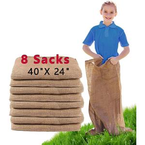 8 Pack Burlap Potato Sack Race Bags, 24"x40" Outdoor Lawn Games for Kids & Adults, Outside Yard Games for Birthday Party, Field Day Family Reunion, Carnival, Easter, Halloween, 4th of July
