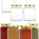 Glass Jars With Lids, 8 Pack Canning Jars Small Glass Jar Airtight Storage Jar For Jam, Spices, Honey, Jelly, Snacks, Candies, Baby Shower, Wedding Favor (Gold lid, 24.7, ounces)