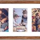 8x24 Collage frame with 5 Openings 4X6 Pictures, Multiple Picture Frame with Mat, Wall or Tabletop Decor, Carbonized Brown Wood Grain (1 Pack)