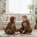 Kids Onesie Animal Costume Christmas Costumes Unisex One Piece Cosplay Suit for Boys and Girls (Toddler(3-4yrs), Brown Bear)