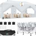 COBIZI Canopy 10x20 Pop Up Canopy Tent with 6 Sidewalls, One Push Party Tents for Parties Outdoor Wedding Waterproof Gazebo Commercial Event Tent with Sandbags, White 