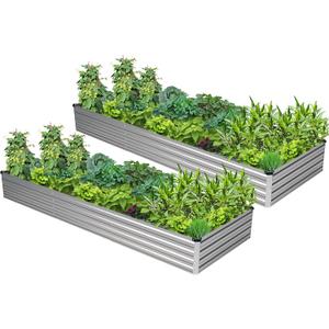 2PCS 9x3x1ft Galvanized Raised Garden Bed,Outdoor Planter Box Metal Patio Kit Planting Bed for Vegetables Flowers Herb,Silver