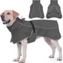 Dog Raincoat, Waterproof Dog Coat with Reflective Straps, Leash Hole & Polar Fleece Lining, Winter Snow Rain Coat for Small, Medium & Large Dogs, Warm, Windproof Vest Jackets (Grey)