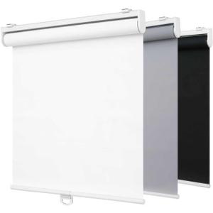 SHADEMOON Blackout Cordless Roller Shades for Indoor Windows,Room Darkening Blind with Spring System Pull Down,Thermal Insulated UV Block Fabric,Home Office (100% Blackout, White,74" W x 72" H)