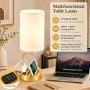 Dreamholder Touch Control USB Table Lamp with USB C/A & AC Outlet, 3-Way Dimmable Bedside Lamp, Modern Nightstand Lamps for Bedroom Living Room Guest Room Office, Bulb Included, Gold