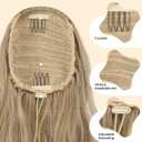 FESHFEN Ponytail Extensions - Drawstring Ponytails Hair Extension Long Curly Wavy Hair Piece Synthetic Pony Tail Hairpieces for Women, Mixed Blonde 18 inch