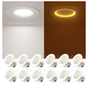 Amico 5/6 inch 5CCT LED Recessed Lighting 6 Pack, 12W=100W, 950LM Adjustable Can Lights, 2700K/3000K/4000K/5000K/6000K Selectable, Dimmable, IC & Damp Rated, Retrofit Installation  ETL & FCC