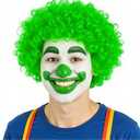 Pack of 2 Funny Clown Curly Afro Wigs, Rainbow Wigs Colorful Clown Wig,Crazy Afro Wig 70's 80's Disco Theme For Little Youth Adult Women Men's Party Halloween Costume Prank (Green)